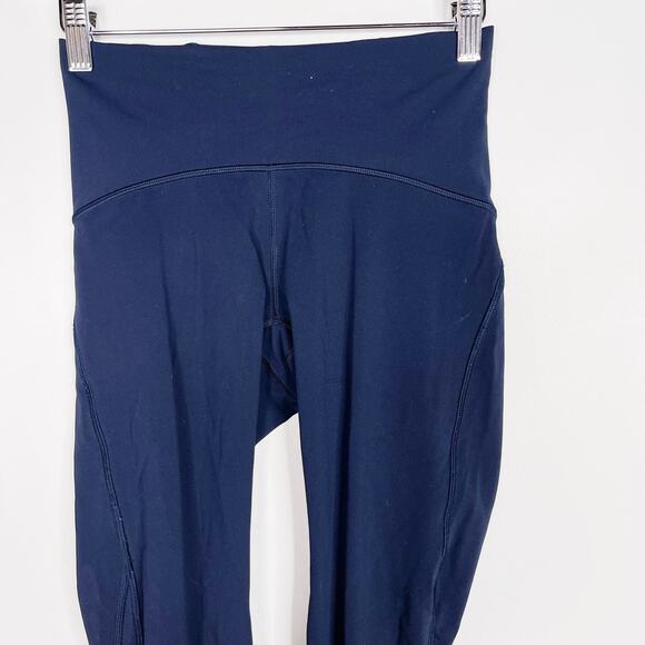 Lululemon Womens 4 Blue Train Times 7/8 Leggings 25" Mesh Piecing Activewear - Picture 3 of 9